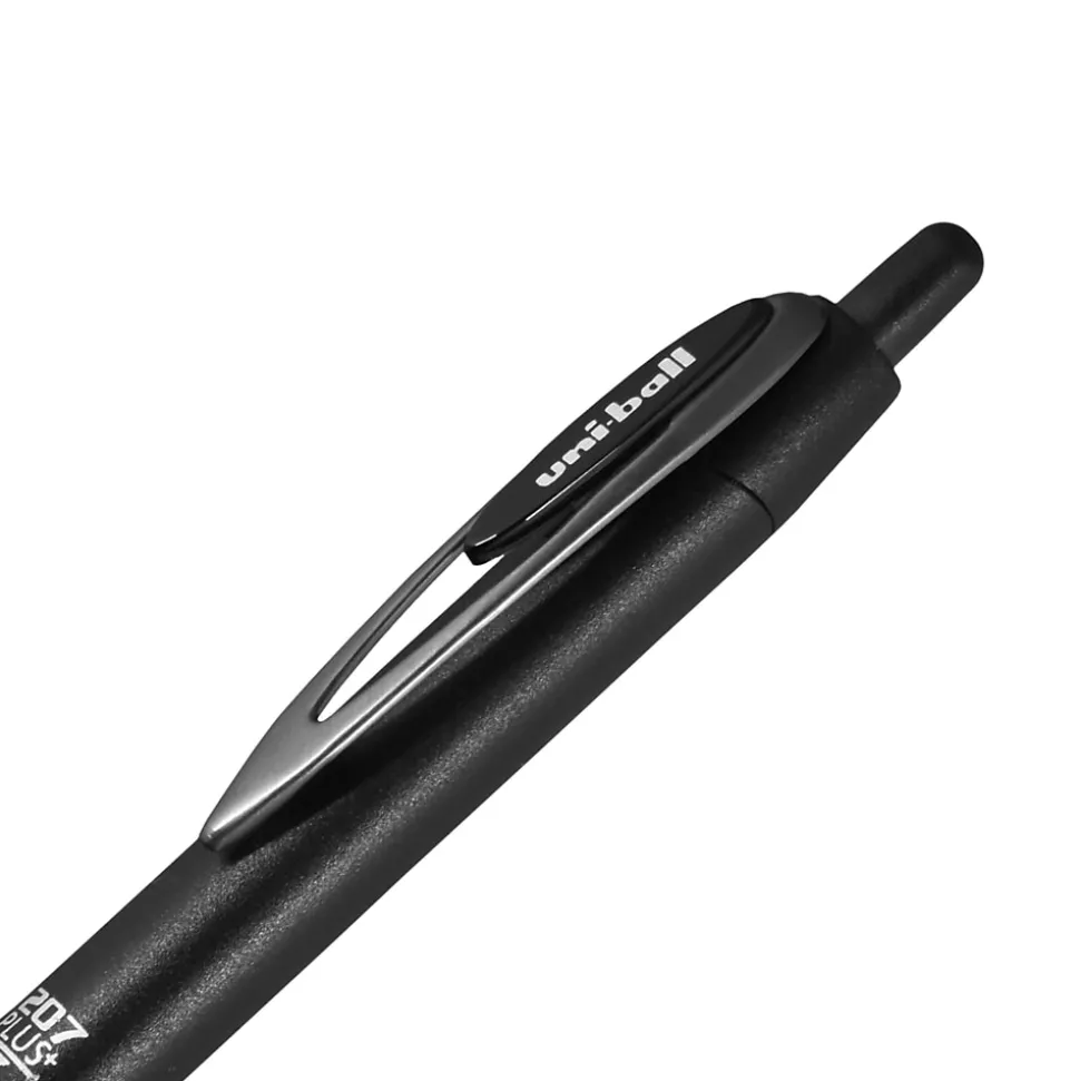 uniball 207 Plus+ Retractable Gel Pens, Medium Point, 0.7mm, Black Ink, 12/Pack (70462)
