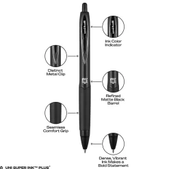 uniball 207 Plus+ Retractable Gel Pens, Medium Point, 0.7mm, Black Ink, 12/Pack (70462)