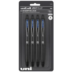 uniball 207 Plus+ Retractable Gel Pens, Medium Point, 0.7mm, Blue Ink, 4/Pack (70457)