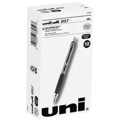 uni-ball 207 Retractable Gel Pens, Medium Point, 0.7mm, Black Ink, Dozen (33950)