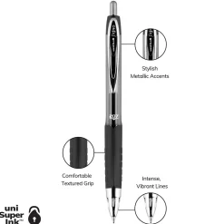 uni-ball 207 Retractable Gel Pens, Medium Point, 0.7mm, Black Ink, Dozen (33950)