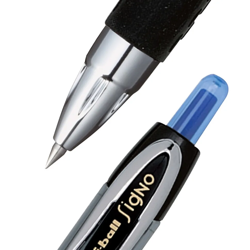 uniball 207 Retractable Gel Pens, Micro Point, 0.5mm, Blue Ink, 12/Pack (61256)