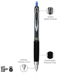 uniball 207 Retractable Gel Pens, Micro Point, 0.5mm, Blue Ink, 12/Pack (61256)