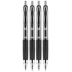 uni-ball 207 Retractable Gel Pens, Micro Point, Black Ink, 4/Pack (61270)