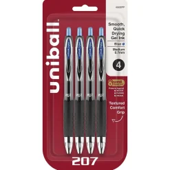 uni-ball 207 Signo RT Retractable Gel Pens, Medium Point, 0.7mm, Blue Ink, 4/Pack (45532PP)