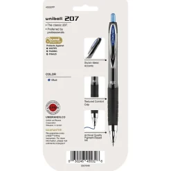 uni-ball 207 Signo RT Retractable Gel Pens, Medium Point, 0.7mm, Blue Ink, 4/Pack (45532PP)