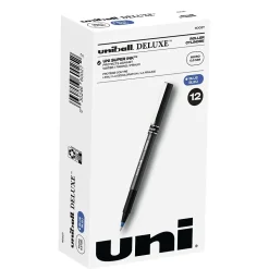 uni-ball Deluxe Rollerball Pens, Micro Point, Blue Ink, 12/Pack (60027)