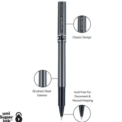 uniball Deluxe Rollerball Pens, Micro Point, 0.5mm, Black Ink (60025)