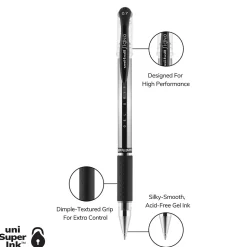uni-ball Gel Grip Gel Pens, Medium Point, Black Ink, Dozen (65450)