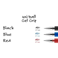 uni-ball Gel Grip Gel Pens, Medium Point, Black Ink, Dozen (65450)