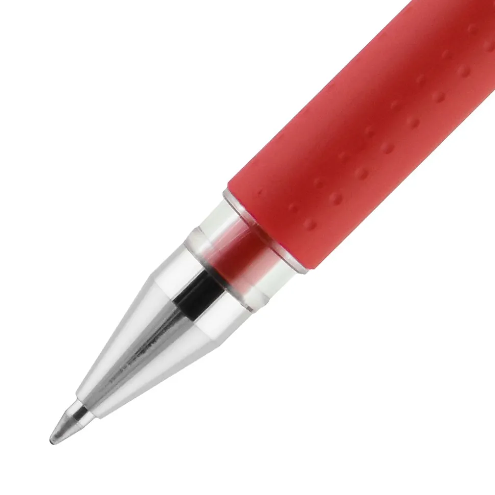 uniball Gel Grip Gel Pens, Medium Point, 0.7mm, Red Ink, 12/Pack (65452)