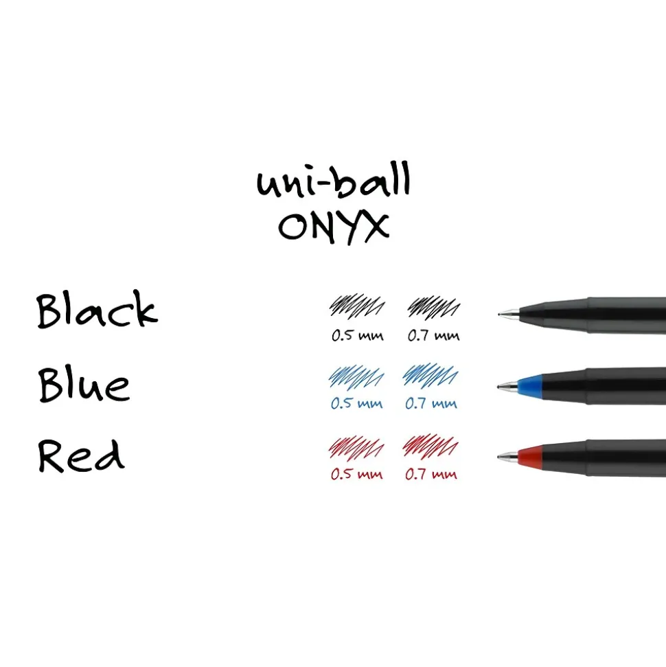 uniball Onyx Rollerball Pens, Fine Point, 0.7mm, Black Ink, Dozen (60143)
