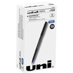 uniball Onyx Rollerball Pens, Fine Point, 0.7mm, Blue Ink, Dozen (60145)