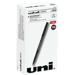 uniball Onyx Rollerball Pen, Fine Point, 0.7mm, Red Ink, Dozen (60144)