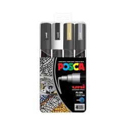 uni-ball Posca PC-5M Paint Markers, Bullet Tip, Assorted Colors, 4/Pack (PC5M4C)