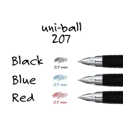 uni-ball Signo 207 Retractable Gel Pen, Fine Point, Black Ink, 5/Pack (1960240)