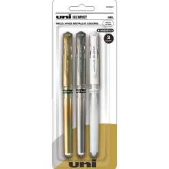 uniball Signo Gel Impact Pens, Bold Point, 1.0mm, Assorted Ink, 3/Pack (1919997)