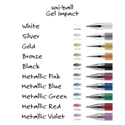 uniball Signo Gel Impact Pens, Bold Point, 1.0mm, Assorted Ink, 3/Pack (1919997)