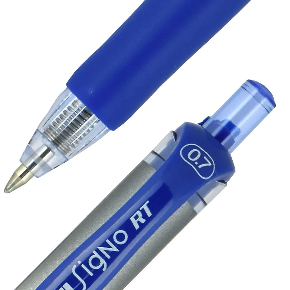 uniball Signo RT Gel Pens, Medium Point, 0.7mm, Blue Ink, Dozen (65941)