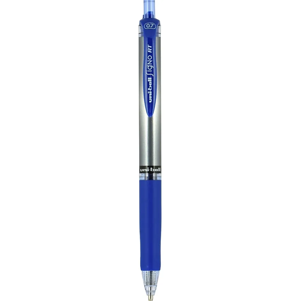 uniball Signo RT Gel Pens, Medium Point, 0.7mm, Blue Ink, Dozen (65941)