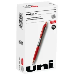 uniball Signo RT Gel Pens, Medium Point, 0.7mm, Red Ink, Dozen (65942)