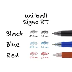 uniball Signo RT Gel Pens, Medium Point, 0.7mm, Red Ink, Dozen (65942)