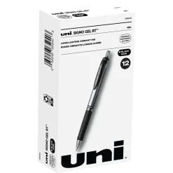 uniball Signo RT Gel Pens, Medium Point, 0.7mm, Black Ink, Dozen (65940)