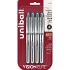 uni-ball Vision Elite Rollerball Pen, Bold Point, 0.8mm, Black Ink, 4/Pack (67180)