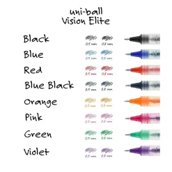 uniball Vision Elite Rollerball Pens, Bold Point, 0.8mm, Blue Ink (69024)