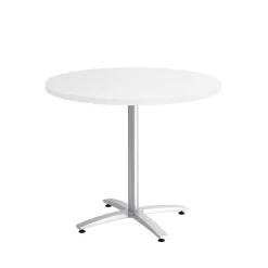 Union & Scale™ 36" Round White Seated Height Table Silver Base