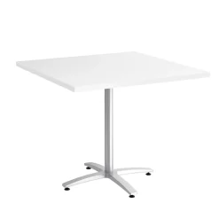 Union & Scale™ 36" Square White Seated Height Table Silver Base