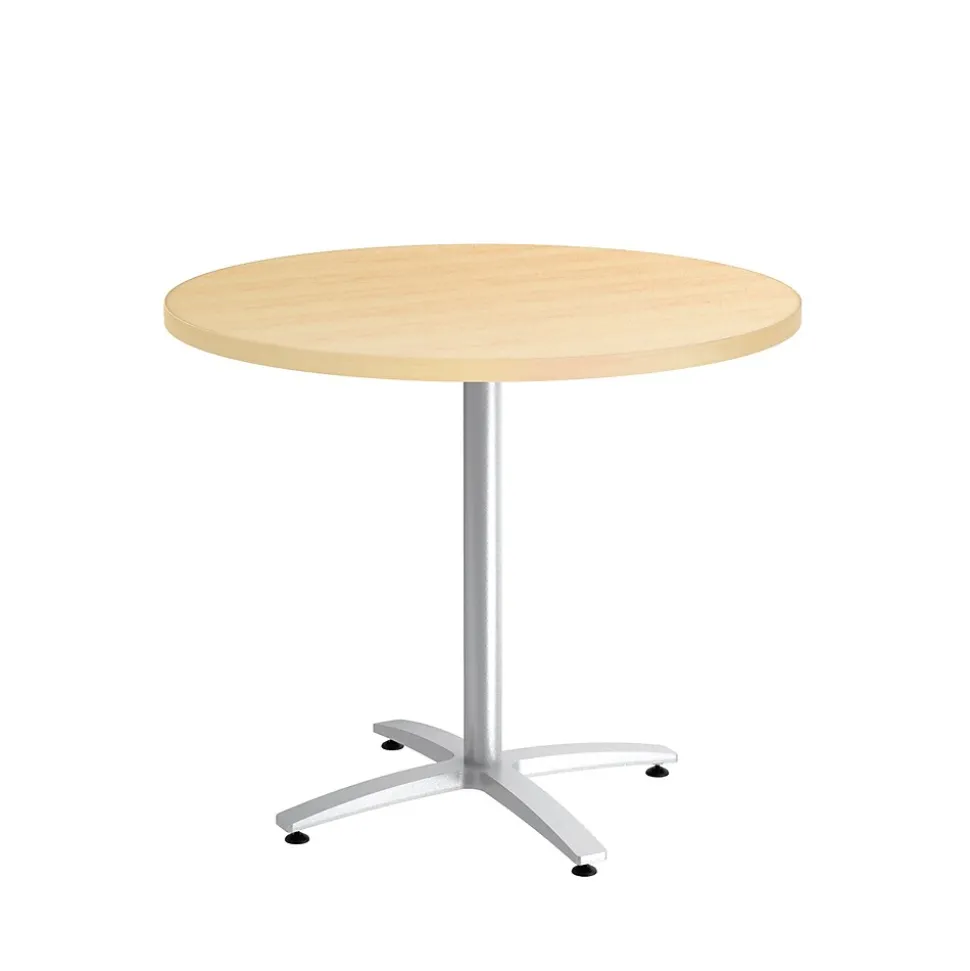 Union & Scale™ Multipurpose 36" Round Natural Maple Laminate Seated Height Silver Base Table (54789)