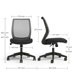 Union & Scale™ Essentials™ Armless Ergonomic Fabric Swivel Task Chair, Black (UN59378)