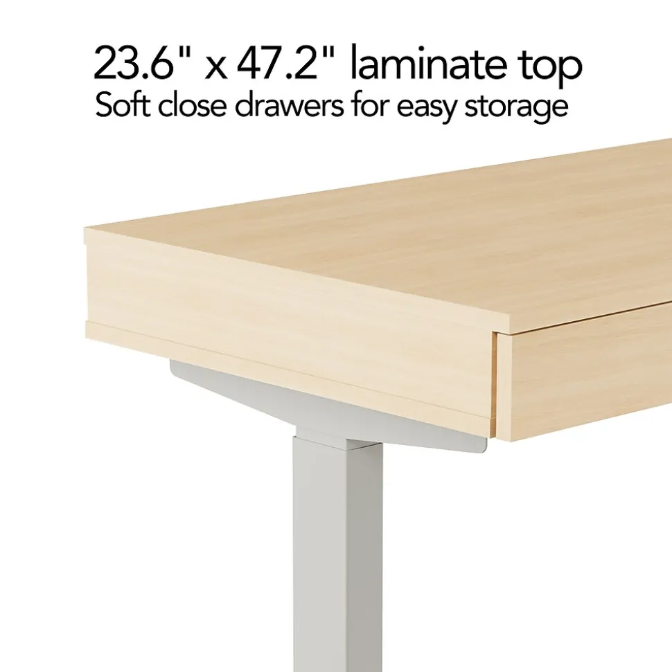 Union & Scale™ Essentials 48"W Rectangular Adjustable Standing Desk, Natural (UN60416-CC)