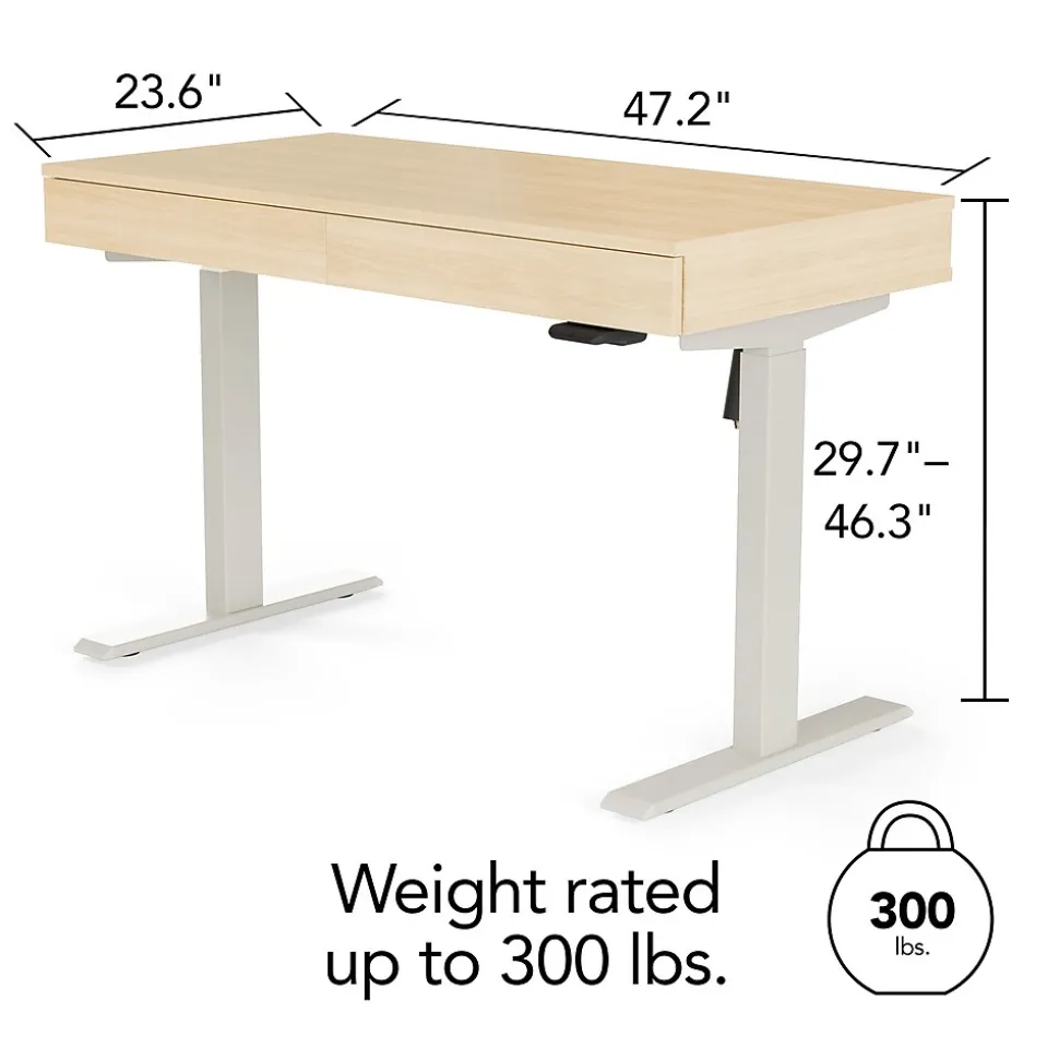Union & Scale™ Essentials 48"W Rectangular Adjustable Standing Desk, Natural (UN60416-CC)