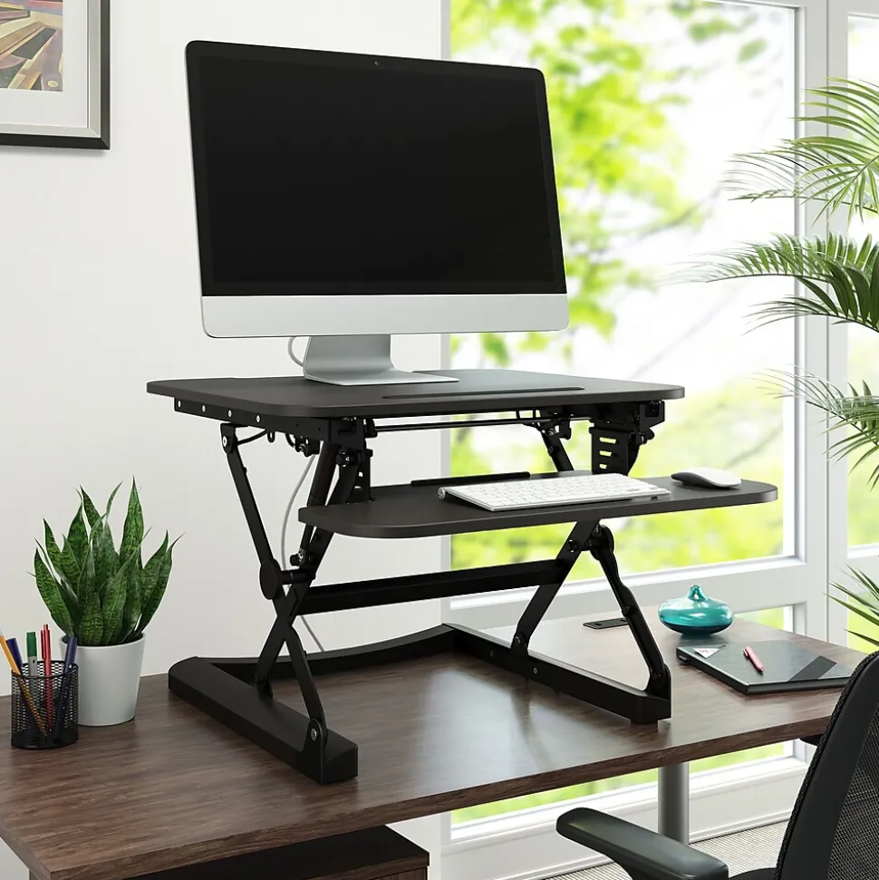 Union & Scale™ FlexFit™ 27" Manual Adjustable Desk Converter, Black (UN44901-CC)