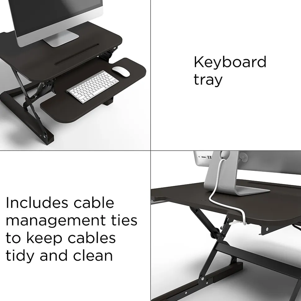 Union & Scale™ FlexFit™ 27" Manual Adjustable Desk Converter, Black (UN44901-CC)