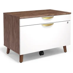 Union & Scale™ MidMod 2-Drawer Mobile Lateral File Cabinet, Letter/Legal, Lockable, 21.1"H x 29.4"W x 18.8"D, White/Espresso