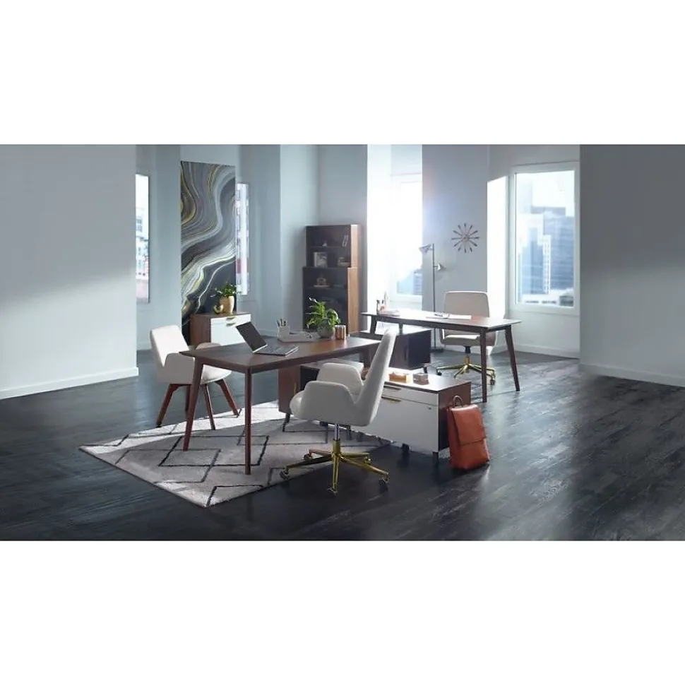 Union & Scale™ MidMod 2-Drawer Mobile Lateral File Cabinet, Letter/Legal, Lockable, 21.1"H x 29.4"W x 18.8"D, White/Espresso