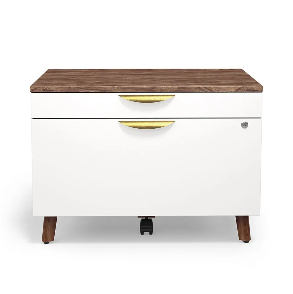 Union & Scale™ MidMod 2-Drawer Mobile Lateral File Cabinet, Letter/Legal, Lockable, 21.1"H x 29.4"W x 18.8"D, White/Espresso
