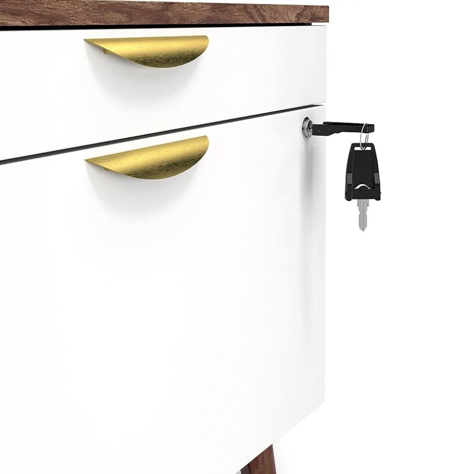 Union & Scale™ MidMod 2-Drawer Mobile Lateral File Cabinet, Letter/Legal, Lockable, 21.1"H x 29.4"W x 18.8"D, White/Espresso