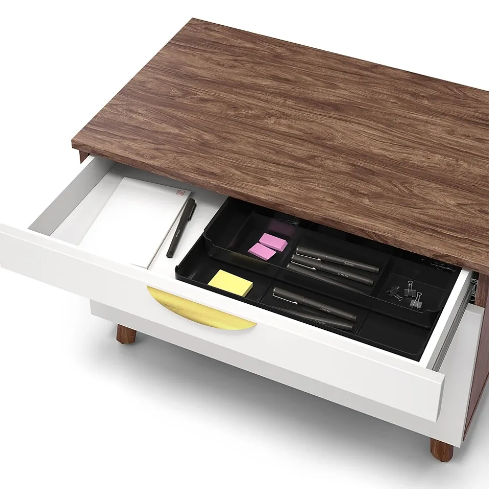 Union & Scale™ MidMod 2-Drawer Mobile Lateral File Cabinet, Letter/Legal, Lockable, 21.1"H x 29.4"W x 18.8"D, White/Espresso