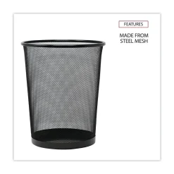 Universal, Steel Mesh Trash Can with no Lid, Black, 4.5 gal. (UNV20008)