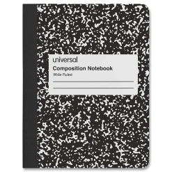 Universal Composition Book, Wide Rule, 7 1/2 X 9 3/4, White, 100 Sheets, 6/pack