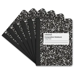 Universal Composition Book, College Rule, 7 1/2 X 9 3/4, White, 100 Sheets, 6/pack