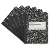 Universal Composition Notebooks, 9.75" x 7.5", Quad, 100 Sheets, Black, 6/Pack (UNV20957)