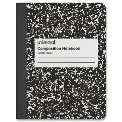 Universal Composition Notebooks, 9.75" x 7.5", Quad, 100 Sheets, Black, 6/Pack (UNV20957)