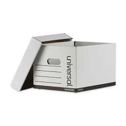 Universal Extra-Strength Storage Box, Letter/Legal Size, White, Stacking Strength 1,500 lbs., 12/Ct