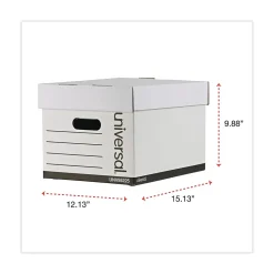 Universal Extra-Strength Storage Box, Letter/Legal Size, White, Stacking Strength 1,500 lbs., 12/Ct
