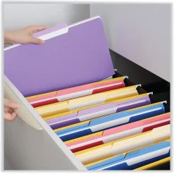 Universal File Folder, 3 Tab, Legal Size, Bright Violet, 100/Box (UNV10525)